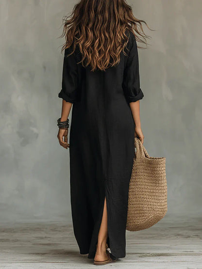 María Uxue™ | Vestido maxi con silueta favorecedora versátil para el día a día