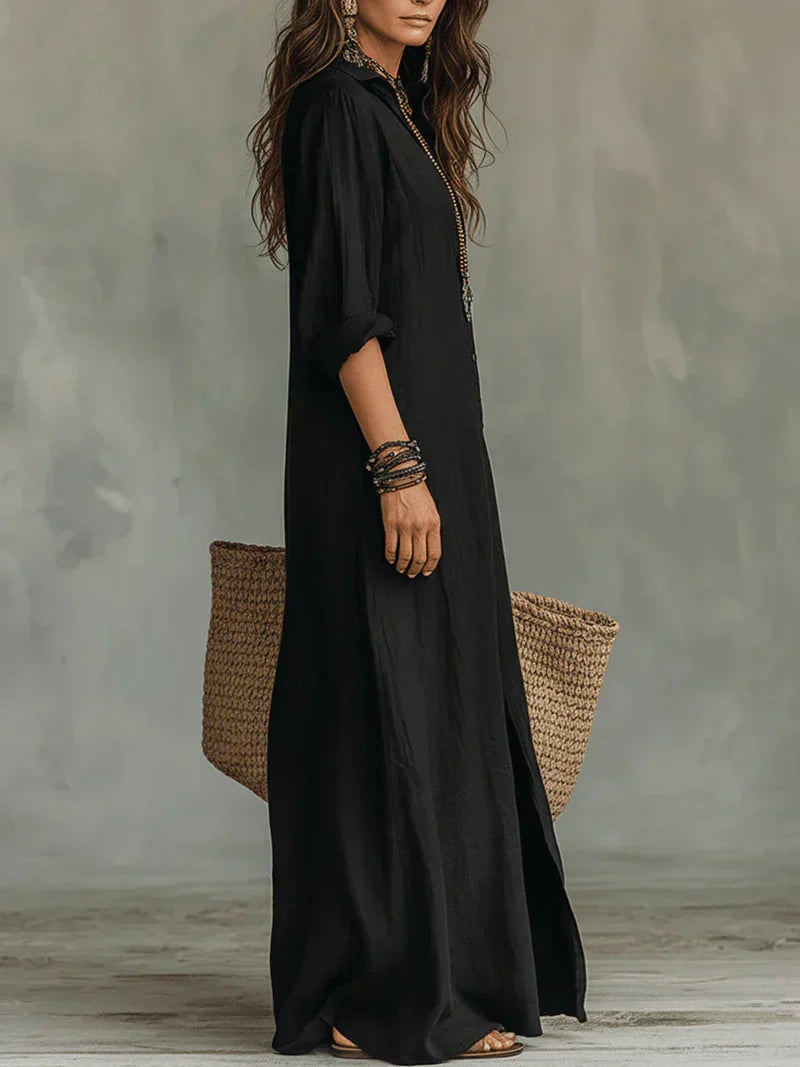 María Uxue™ | Vestido maxi con silueta favorecedora versátil para el día a día