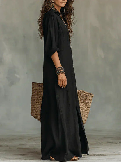 María Uxue™ | Vestido maxi con silueta favorecedora versátil para el día a día