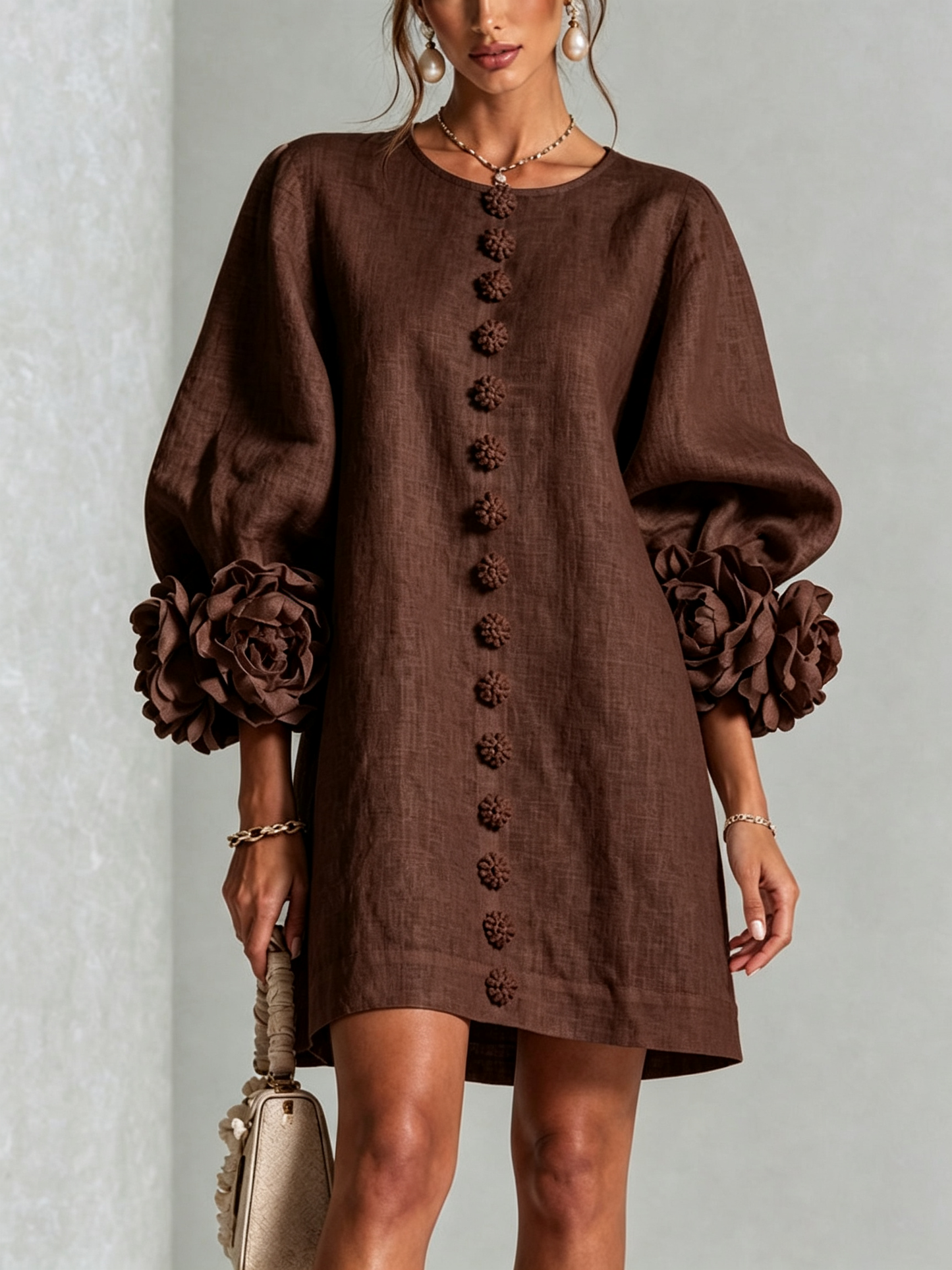 Marta™ | Mini vestido con botones y mangas florales