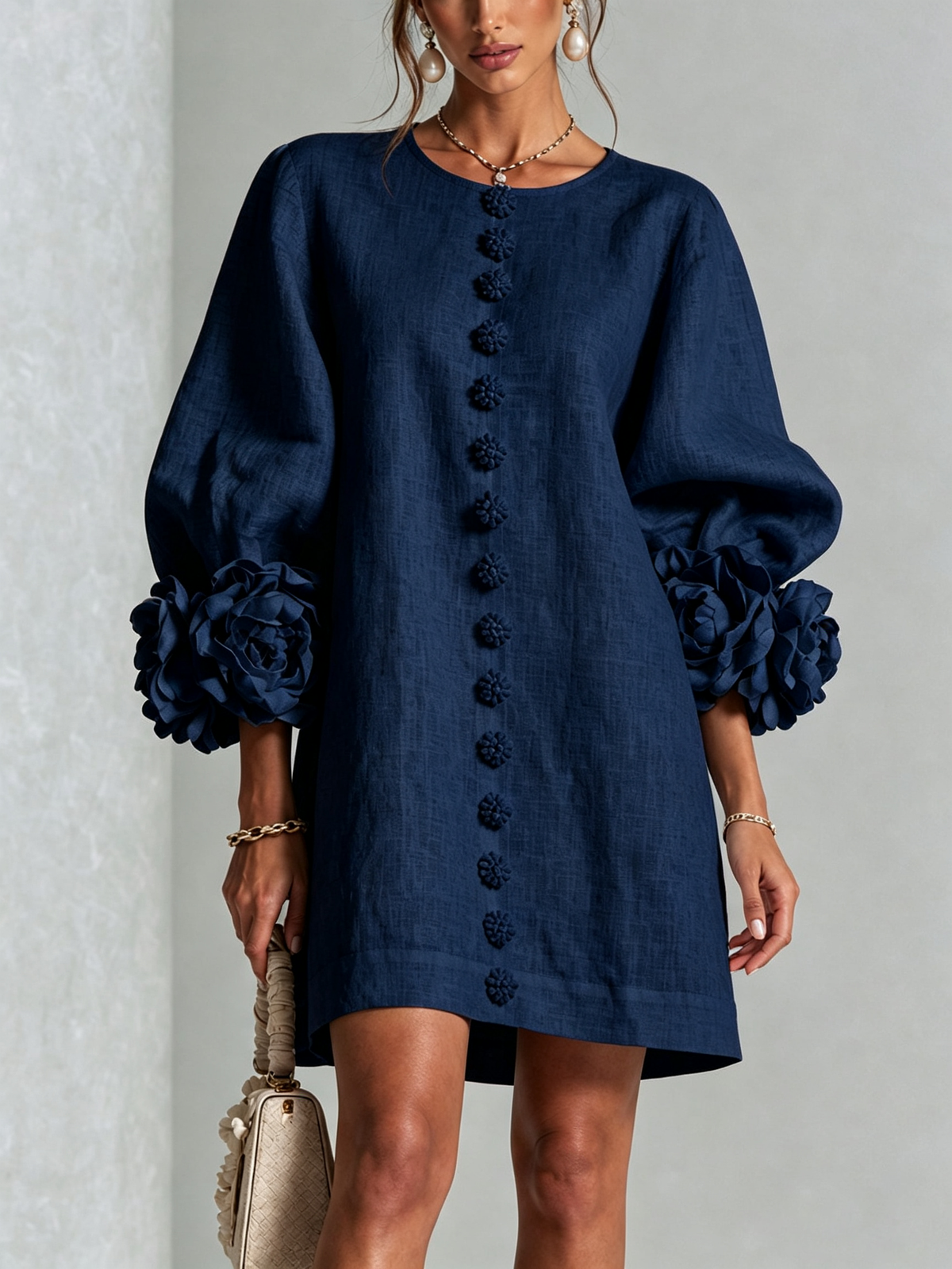 Marta™ | Mini vestido con botones y mangas florales