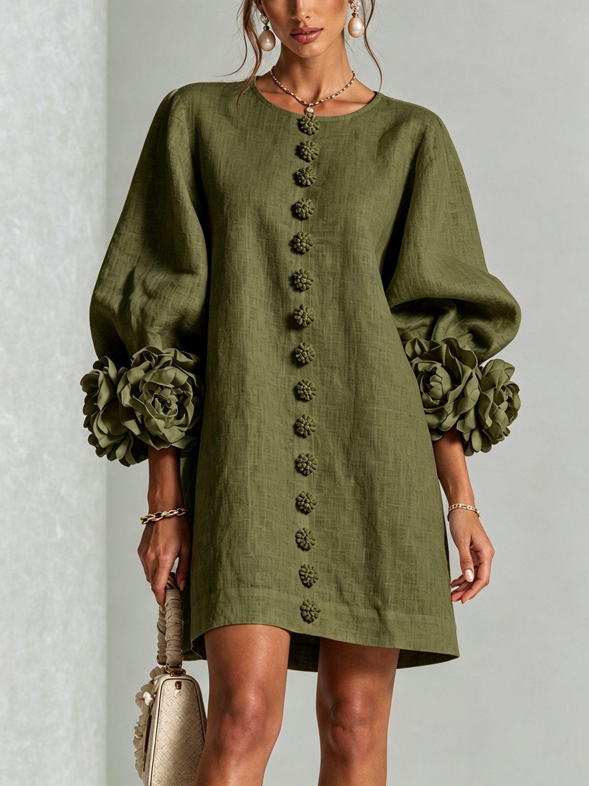 Marta™ | Mini vestido con botones y mangas florales