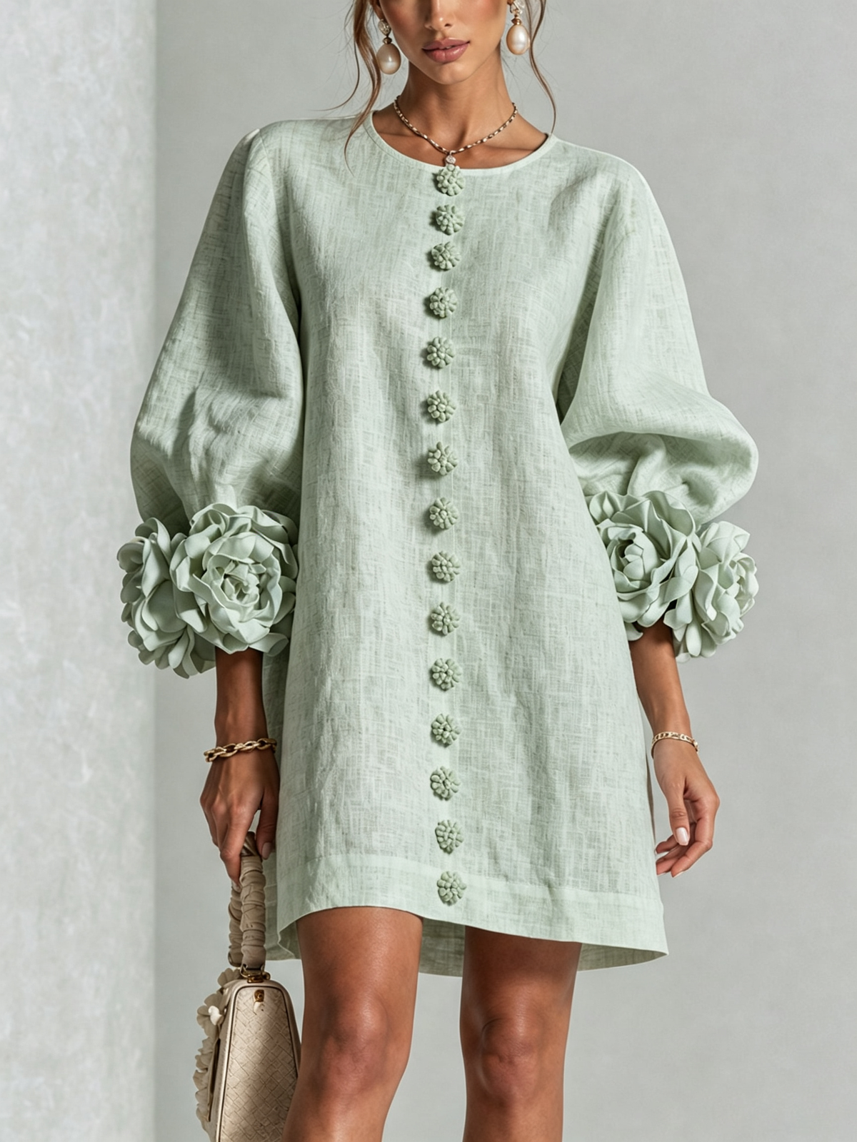 Marta™ | Mini vestido con botones y mangas florales