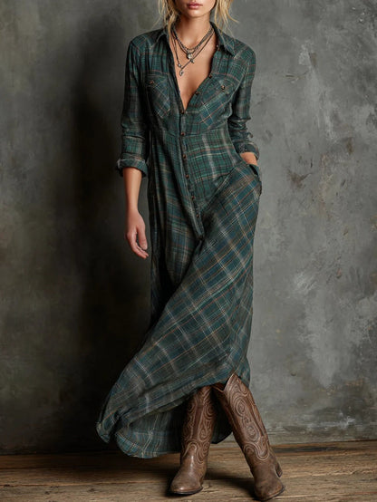 Zafrina™ | Vestido bohemio moderno cuadros