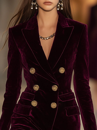 Antonella™ | Blazer de Terciopelo con Botones Dorados