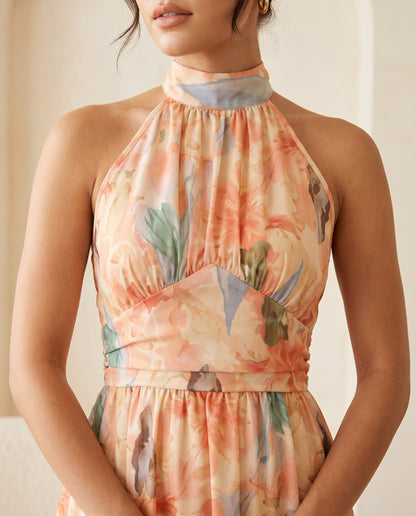 María Alina™ | Elegante vestido con estampado floral acuarela