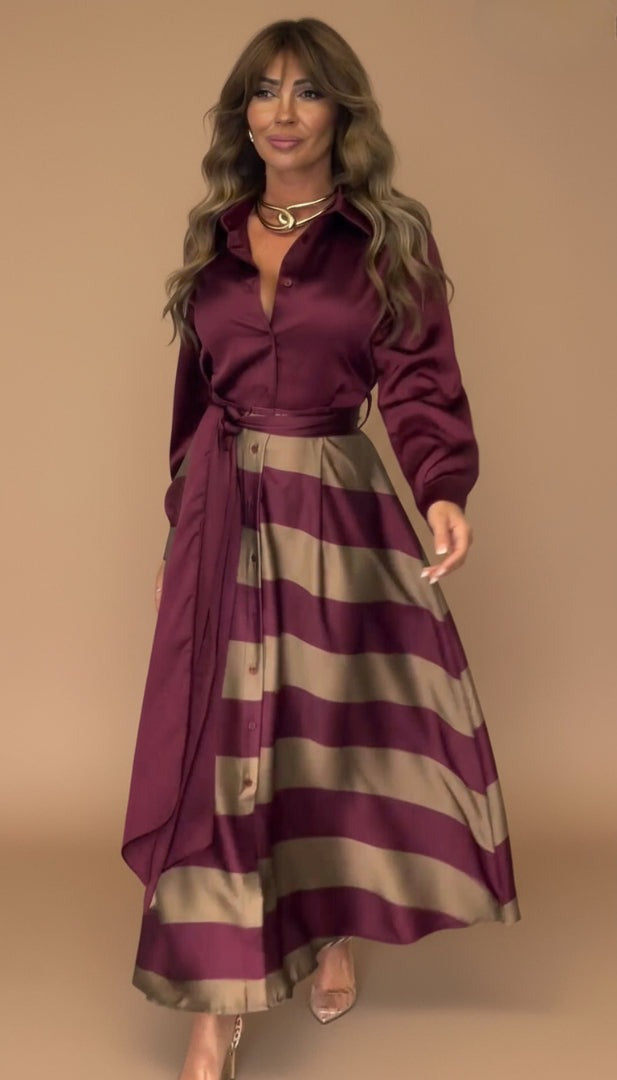 Isela™ | Vestido Maxi Rayado