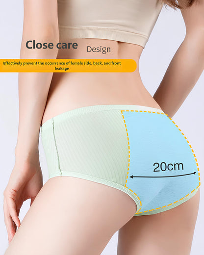 Solène™ | women's pure cotton menstrual antifugas mid-high waist transpirable panties