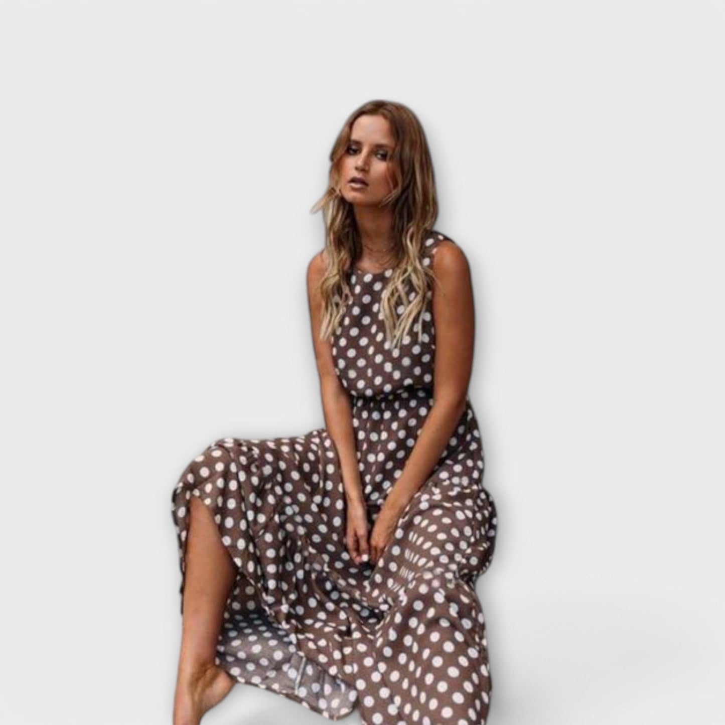 Africa™ | Vestido Midi Boho con Estampado de Lunares