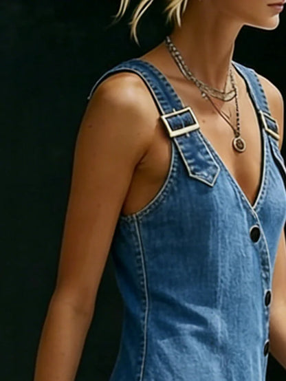 Alina™ | Vestido de denim con botones