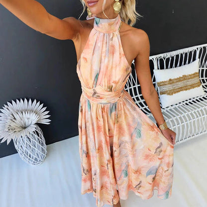 Ximena™ | Vestido largo halter estampado