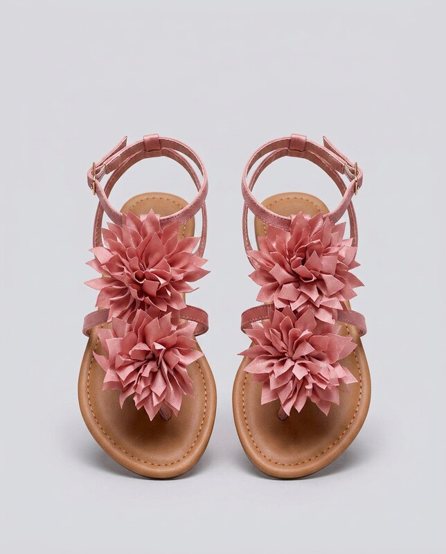 Camille™ | Sandalias tongs satén rosa flor