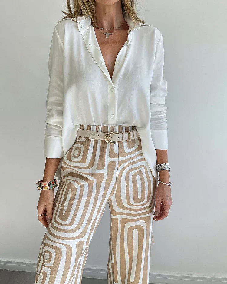 Éloane™ | Conjunto pantalón blusa cinturón