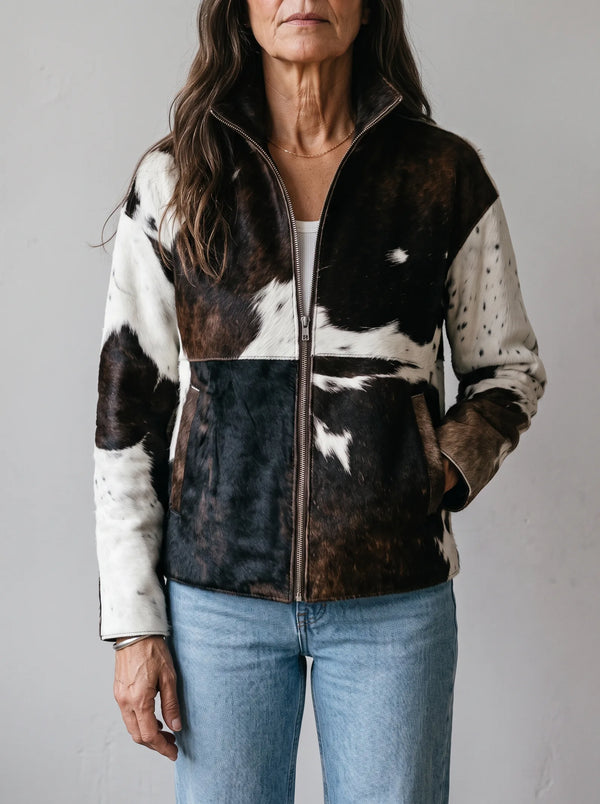 Élancéa™ | Manteau élégant à motifs et fermeture éclair