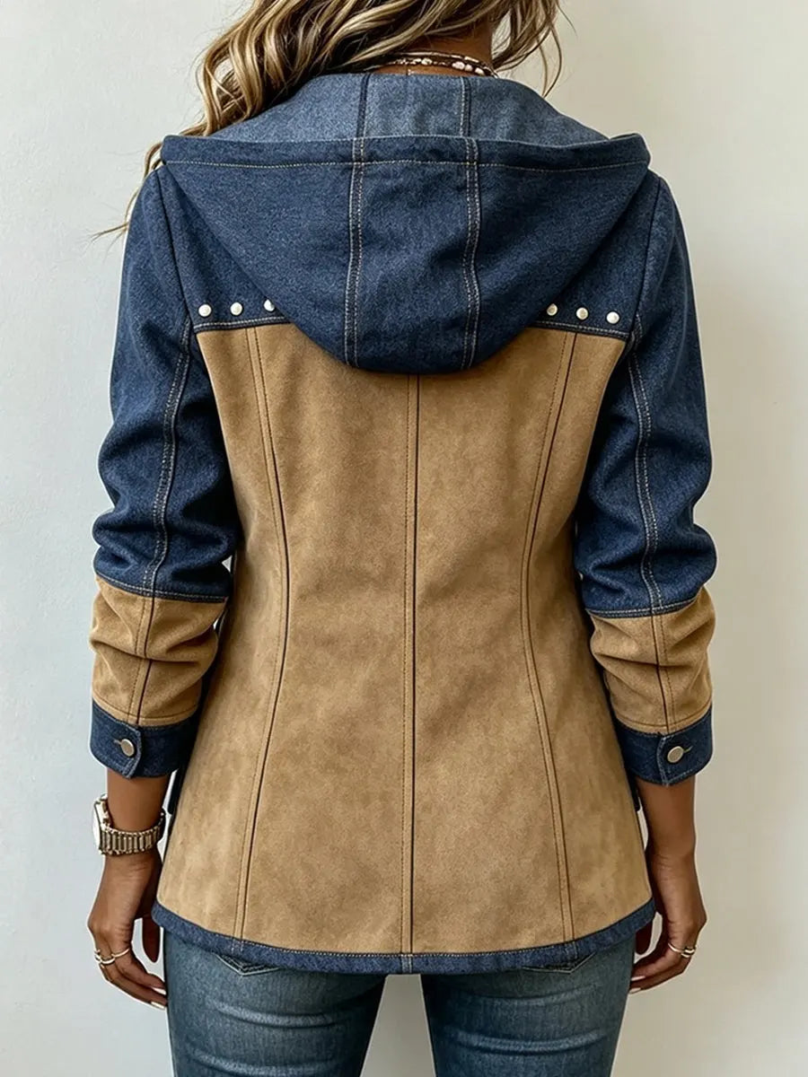 Elsa™ | Veste à Capuche Bi-matière Effet Daim