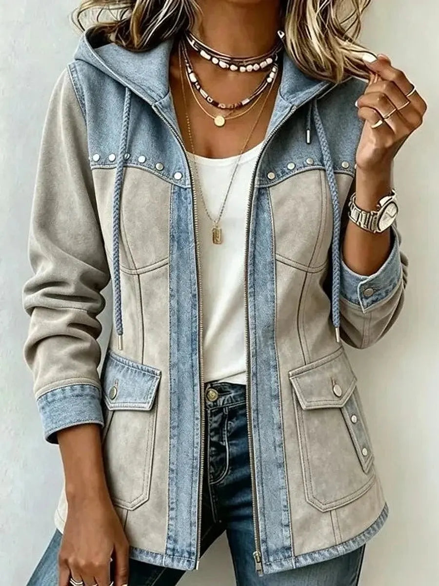 Elsa™ | Veste à Capuche Bi-matière Effet Daim