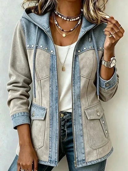Elsa™ | Veste à Capuche Bi-matière Effet Daim