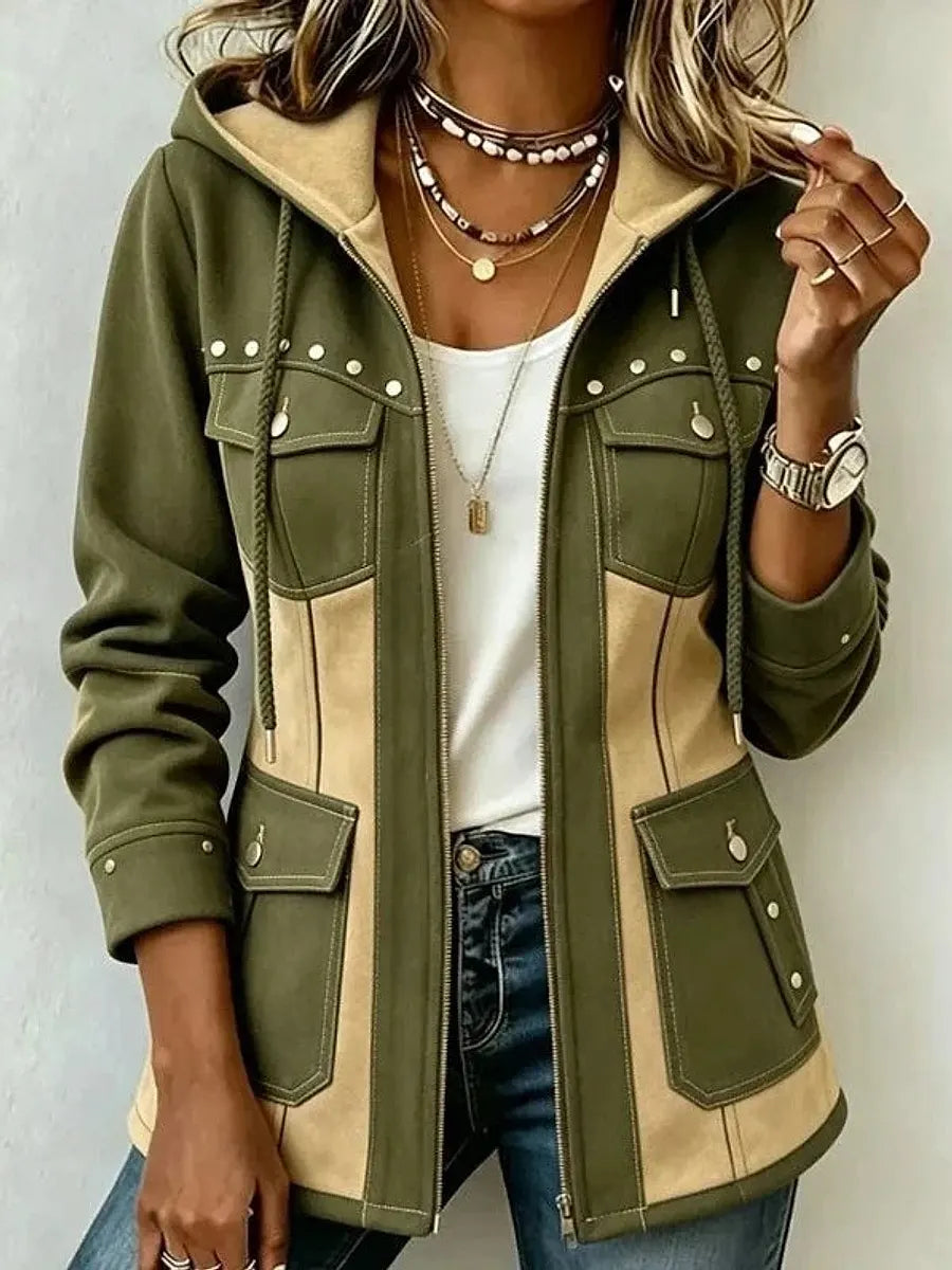 Elsa™ | Veste à Capuche Bi-matière Effet Daim
