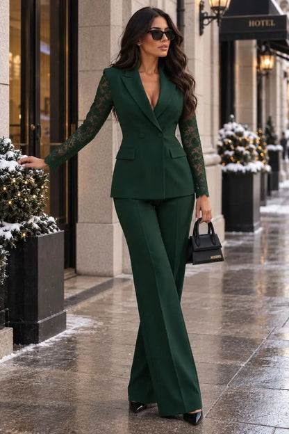 Elvira™ | Tailleur Pantalon à Manches en Dentelle