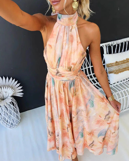 María Alina™ | Elegante vestido con estampado floral acuarela