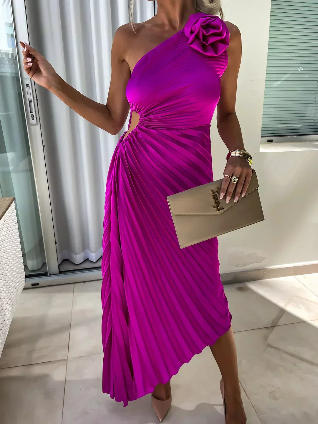 Rebeca™ | Elegante Vestido Maxi Floral de Un Solo Hombro