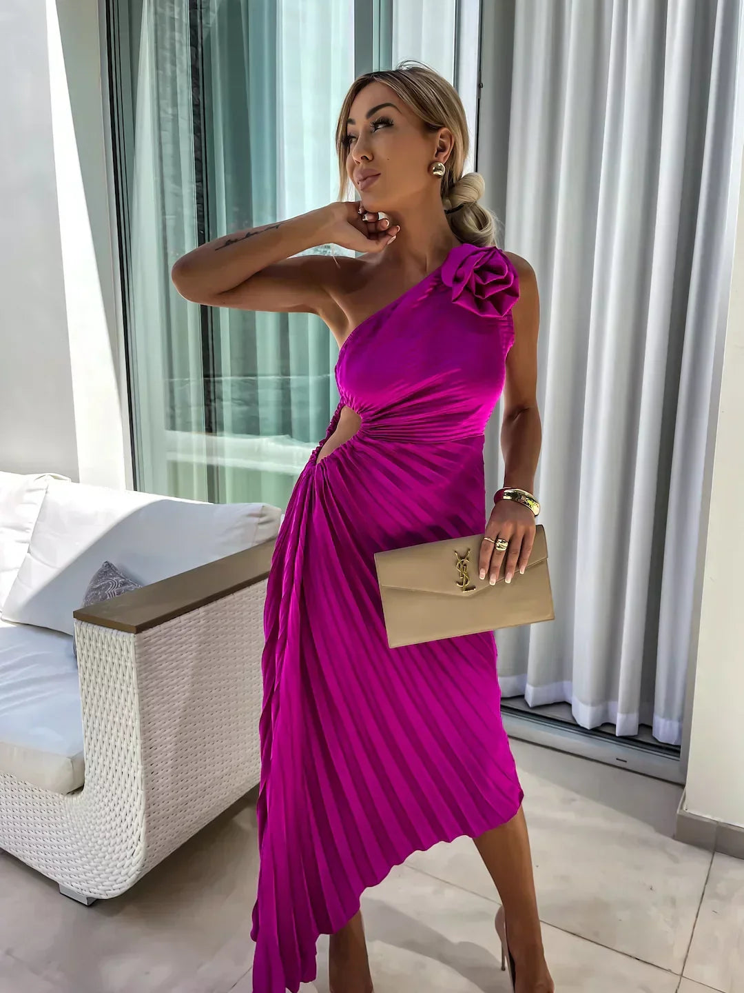 Rebeca™ | Elegante Vestido Maxi Floral de Un Solo Hombro
