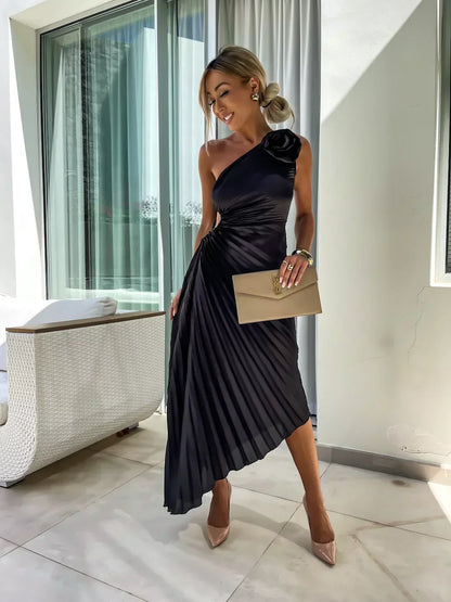 Rebeca™ | Elegante Vestido Maxi Floral de Un Solo Hombro