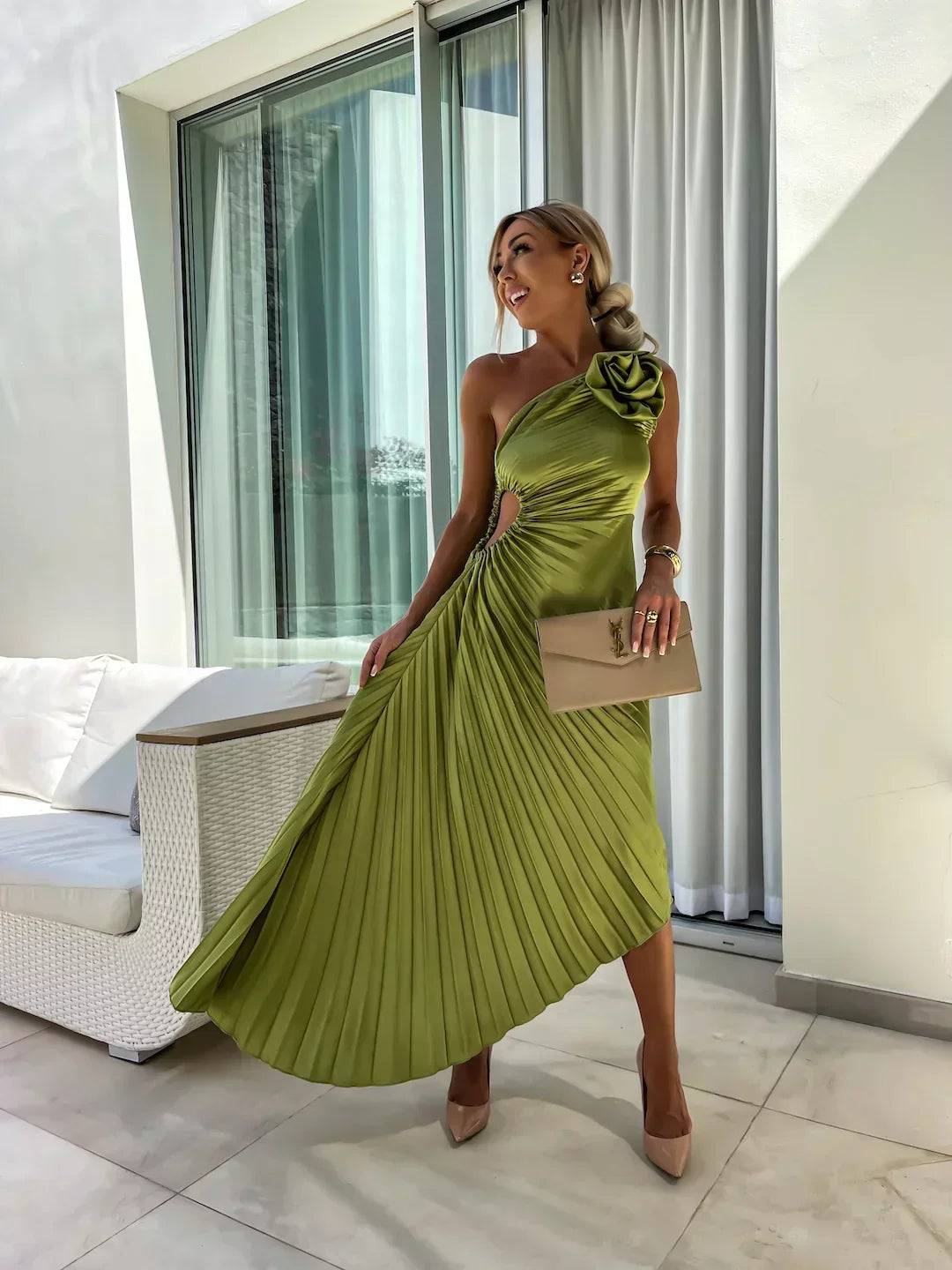Rebeca™ | Elegante Vestido Maxi Floral de Un Solo Hombro