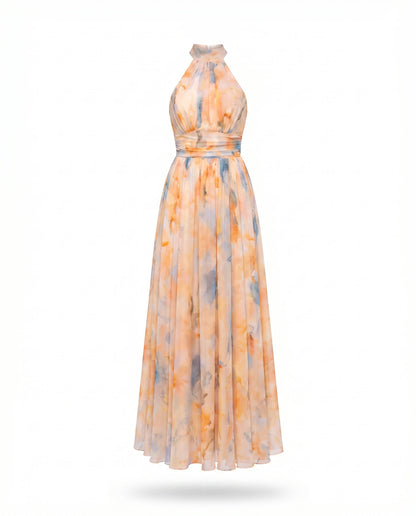 Ximena™ | Vestido largo halter estampado