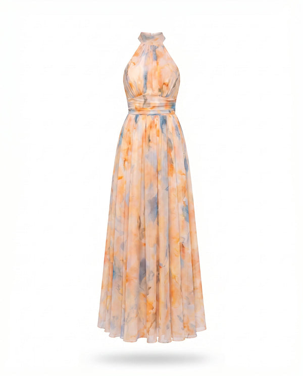 Ximena™ | Vestido largo halter estampado