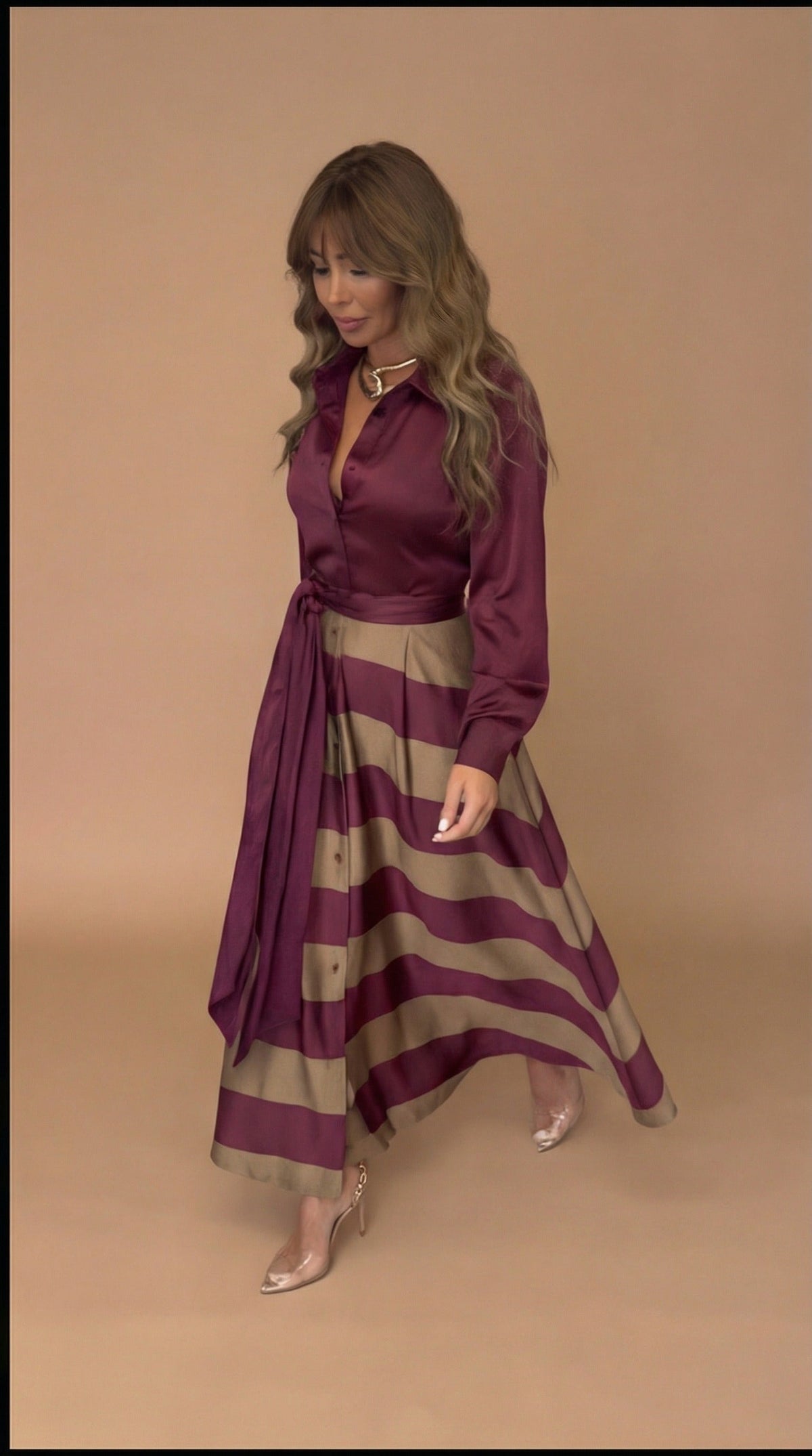 Isela™ | Vestido Maxi Rayado