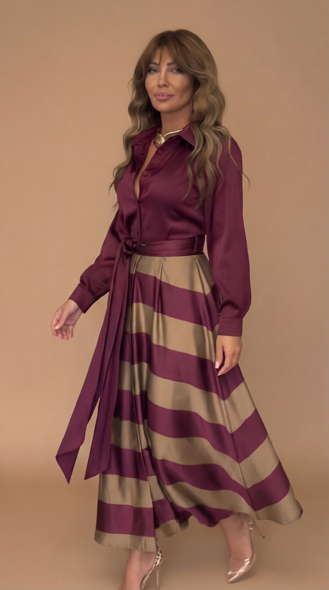 Isela™ | Vestido Maxi Rayado