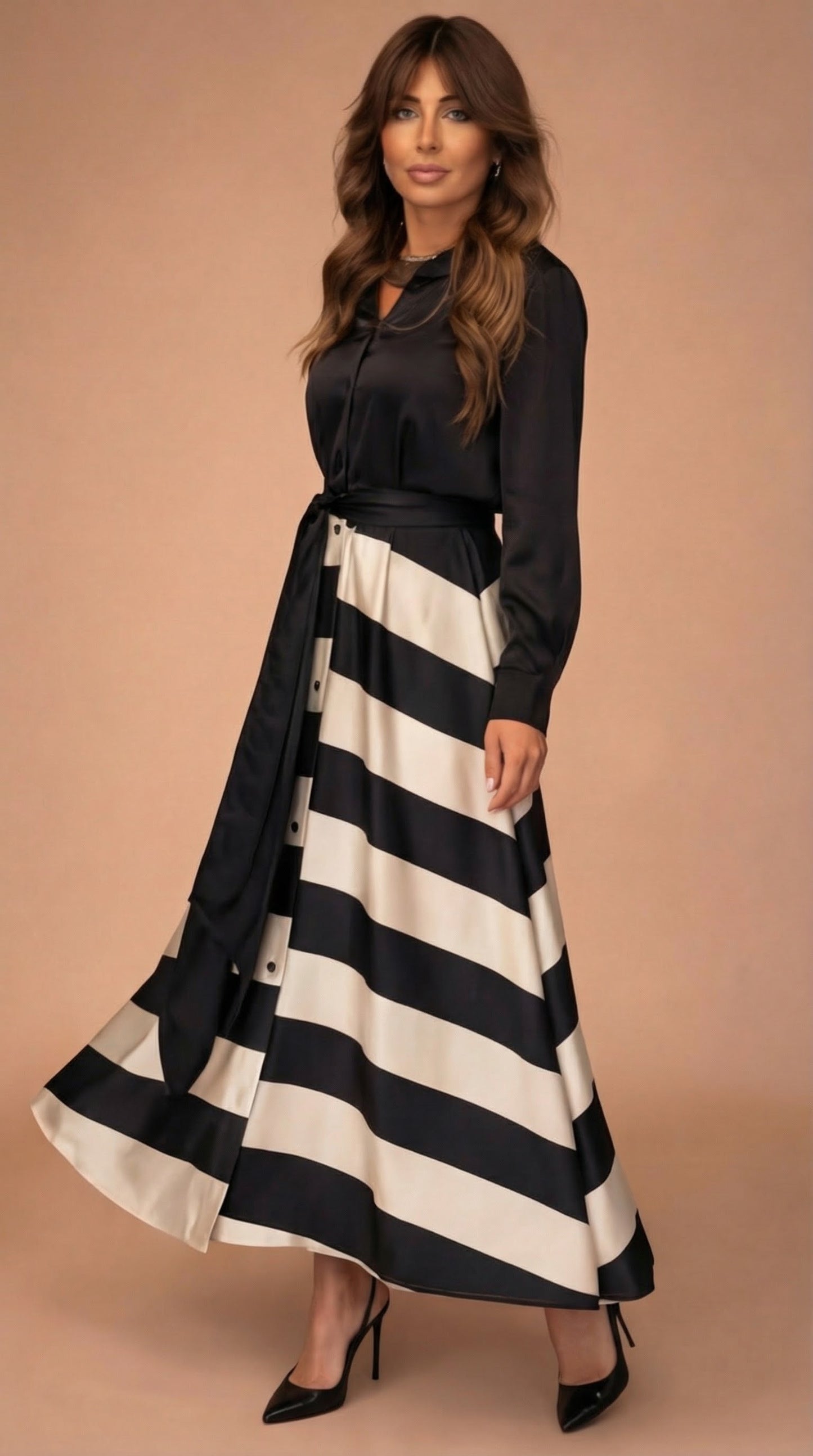 Isela™ | Vestido Maxi Rayado