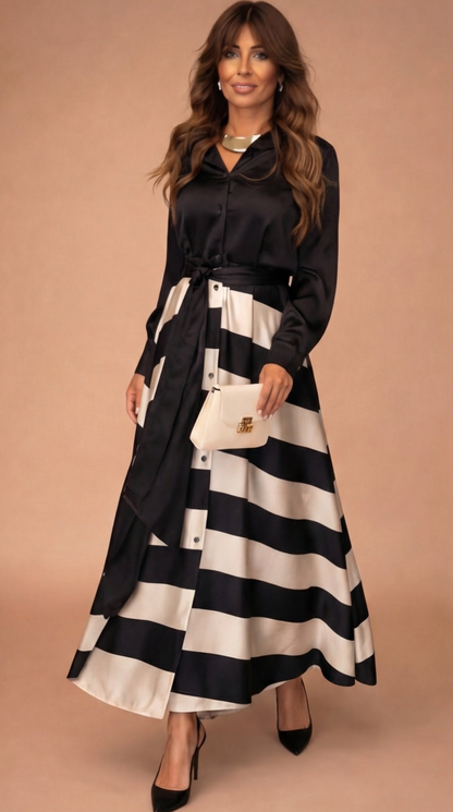 Isela™ | Vestido Maxi Rayado