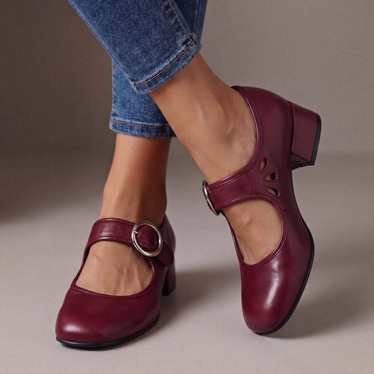 Carlota™ | Leather Comfort Mary Janes with Low Heel
