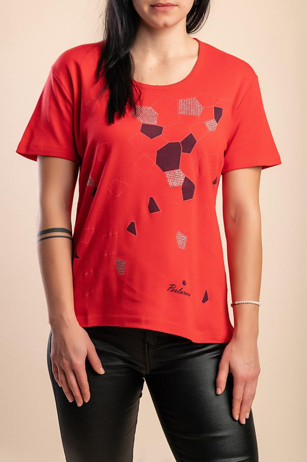 Itzel™ | Printed Cotton T-Shirt · Red