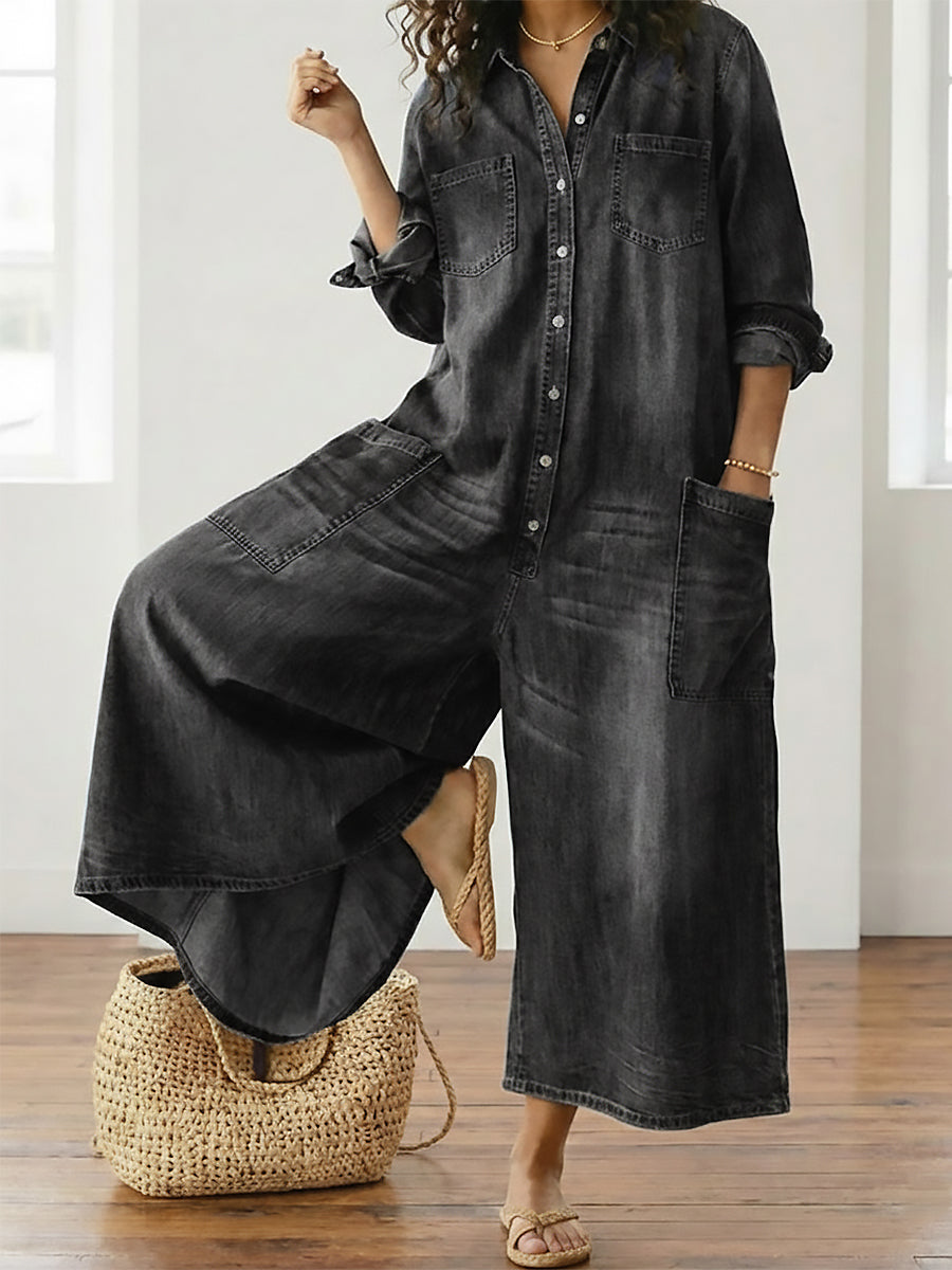 Icía™ | Mono denim con botones