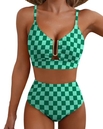 Margot™ | women's v-neck floral cintura alta tummy-control bikini bañador