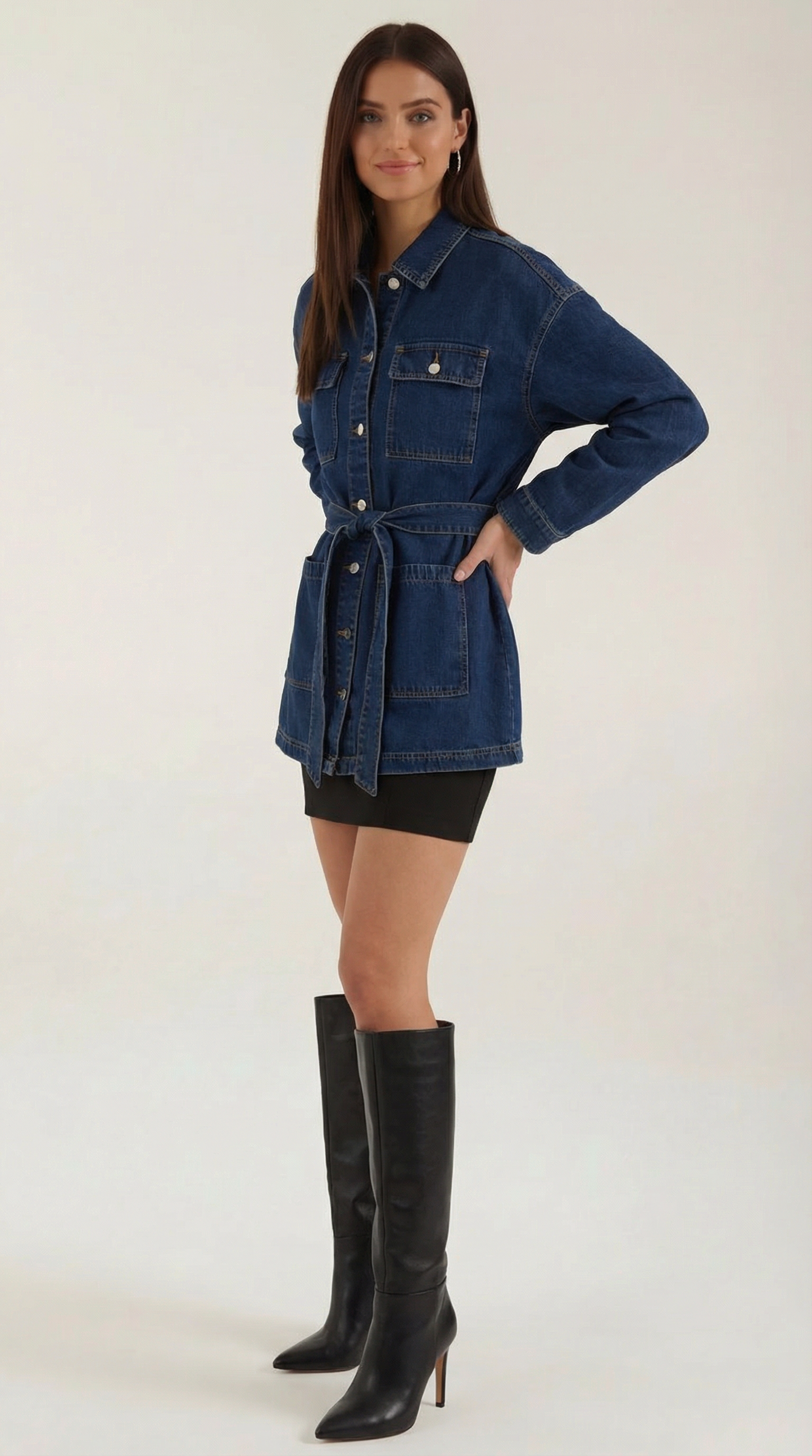 Beatrice Maren™ | Chaqueta de mezclilla con cinturón ajustable