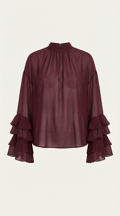 Ana Arlet™ | Top Alma transparente de cuello alto simulado