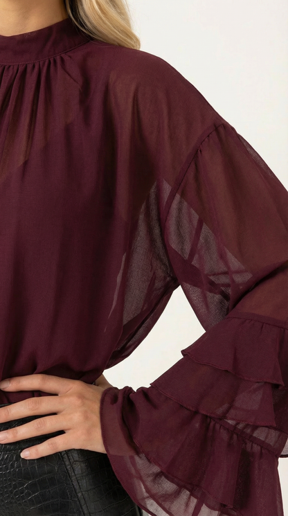 Ana Arlet™ | Top Alma transparente de cuello alto simulado