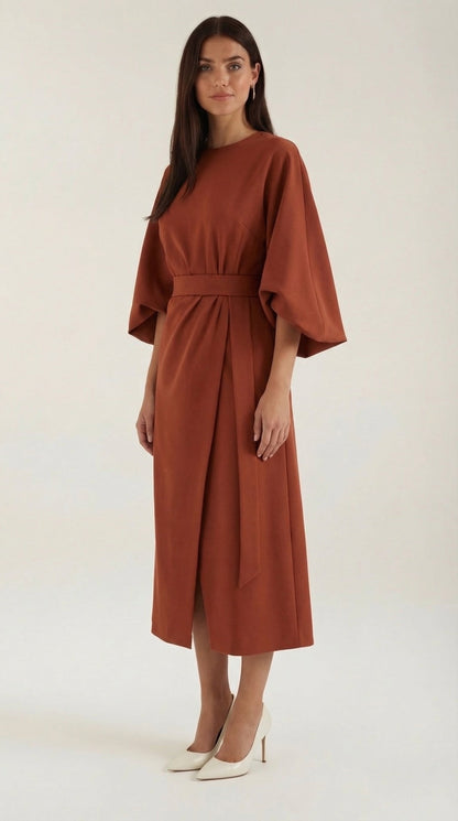 Rosa Fermina™ | Vestido Maxí Ana con Cinturón Ajustable en la Cintura