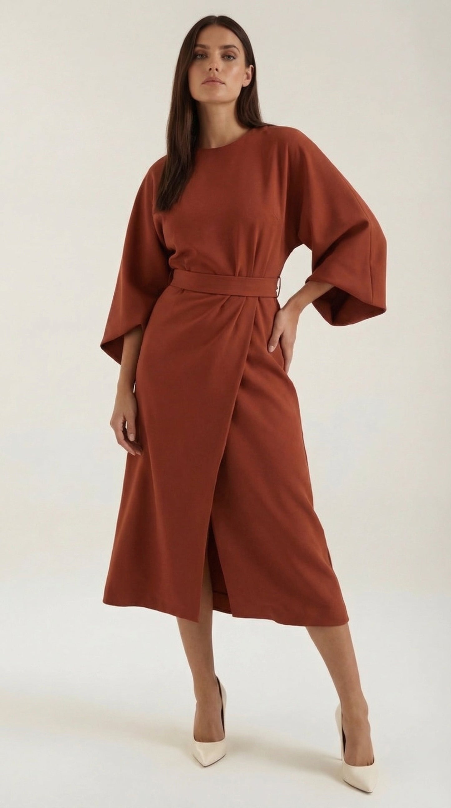 Rosa Fermina™ | Vestido Maxí Ana con Cinturón Ajustable en la Cintura