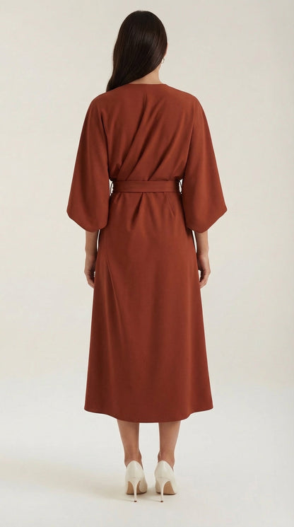Rosa Fermina™ | Vestido Maxí Ana con Cinturón Ajustable en la Cintura