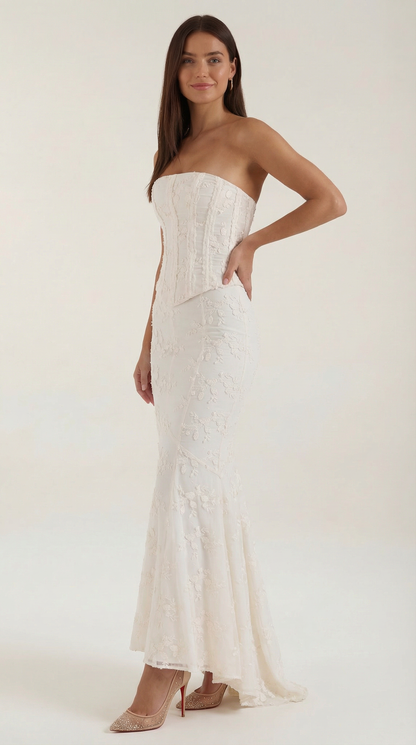 Rosa Justa™ | Maxi Vestido de Encaje con Corsé Anastasia