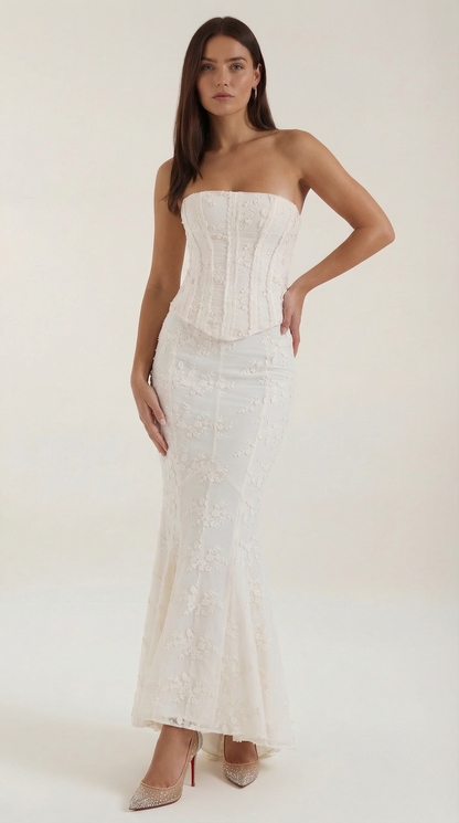 Rosa Justa™ | Maxi Vestido de Encaje con Corsé Anastasia