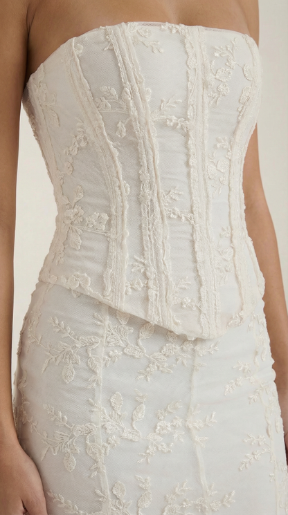 Rosa Justa™ | Maxi Vestido de Encaje con Corsé Anastasia