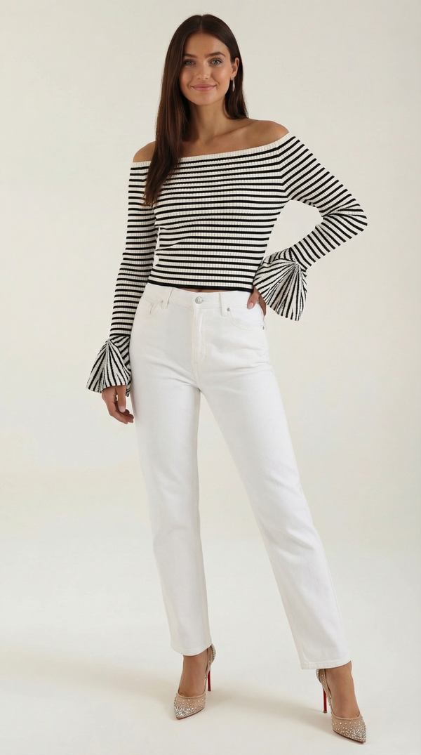 Rosa Marisol™ | Camisa Rayada Anna con Mangas Abullonadas