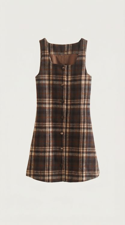 Herminia Vanesa™ | Vestido Mini A-Line de Cuadros