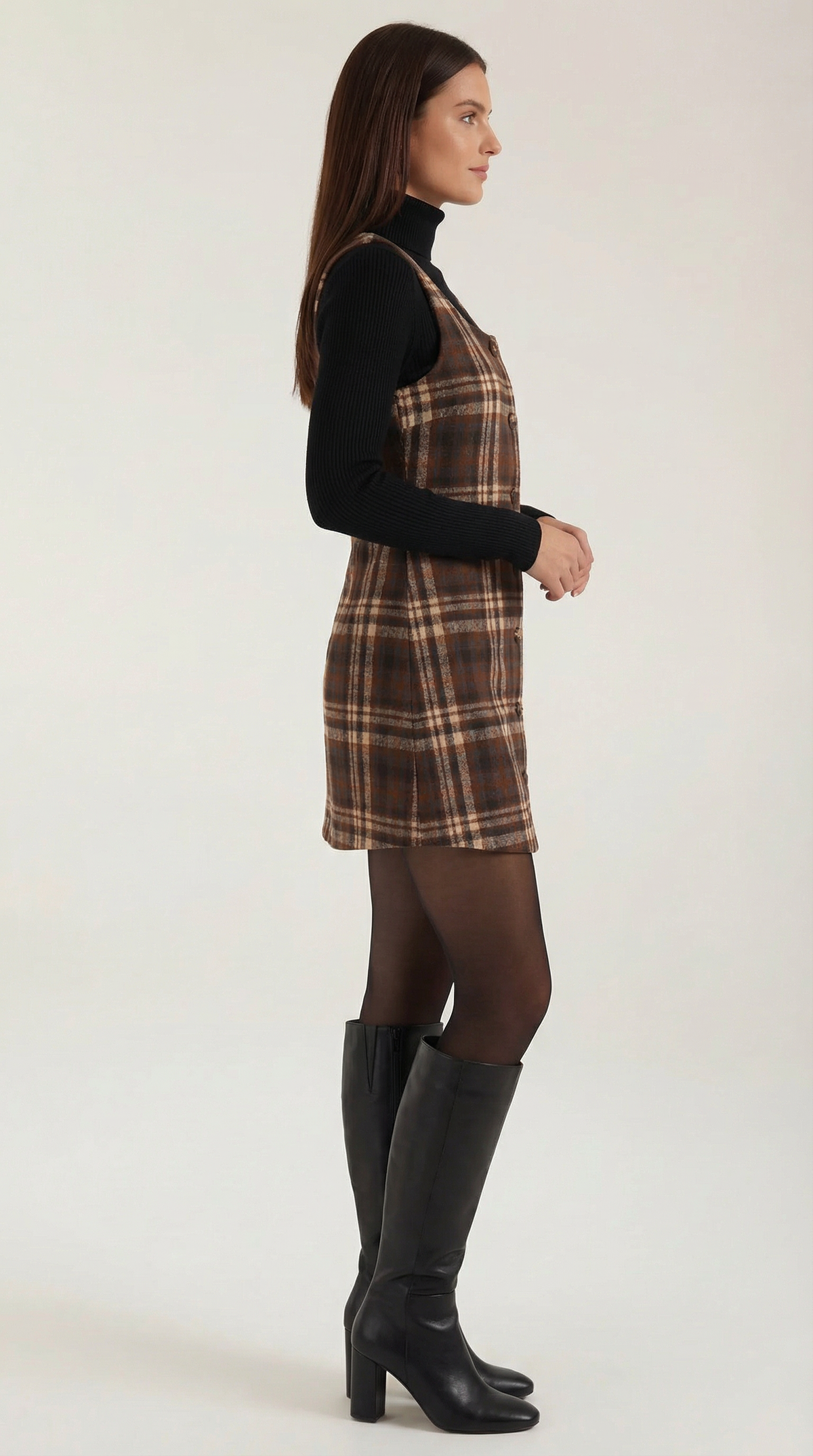 Herminia Vanesa™ | Vestido Mini A-Line de Cuadros